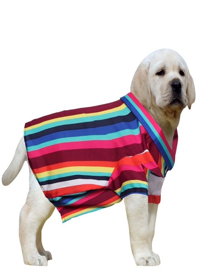 Western Era Cotton Printed Breathable Basic Vest Dog Shirt, Super Soft Shirt, Cute Lightweight Thin Shirt for Your Furries, Ultra Comfort Dog Apparel (Large - 20 inch) (Colorfull Stripes Print) - Image 1